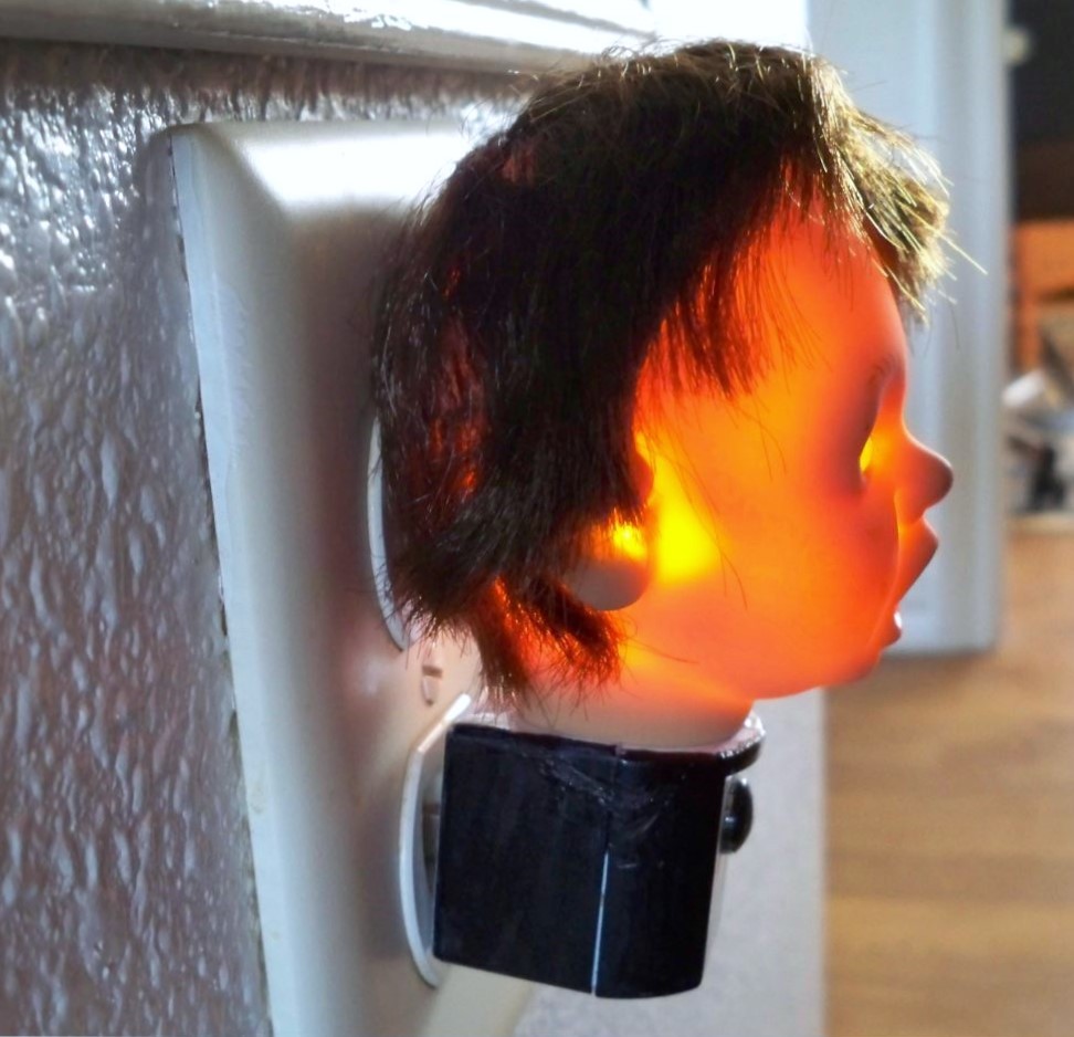 Creepy Doll Head Light Light LED Nightlight Scary Horror Halloween