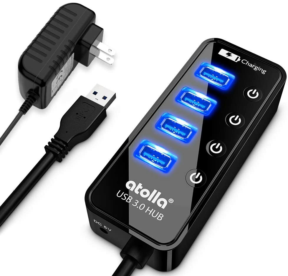 atolla Hub USB 3.0 alimenté par 4 ports USB Super Speed Extension USB 3.0 + 1