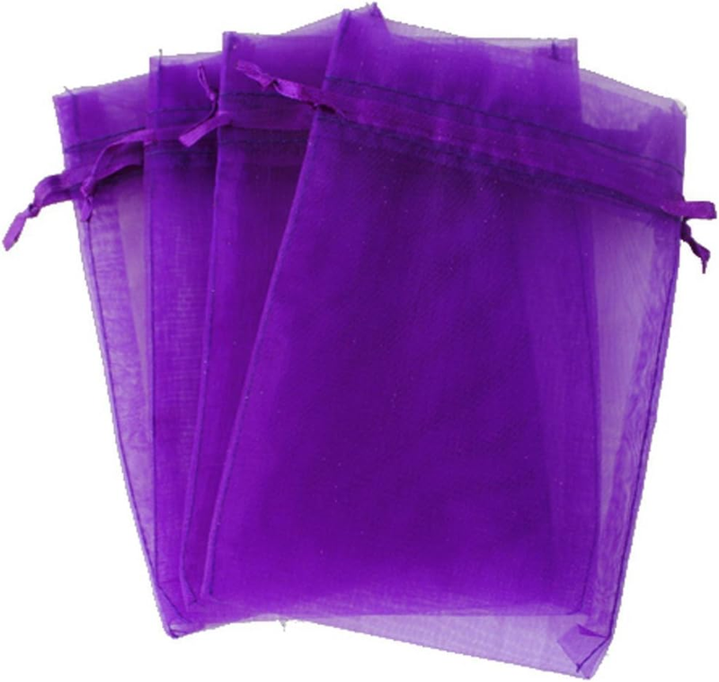 Purple Organza Bags 4X6 In, 100PCS Drawstring Organza Bags, Sheer Mesh Jewelry Pouches, Lavender Wedding Party Festival Gift Bag Candy Pouches for Mother'S Day, Party Favors