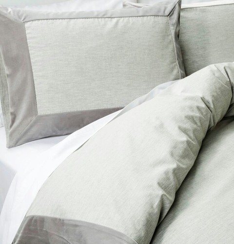 Fieldcrest Velvet Trim Duvet Cover 3pc Set ~ King ~ Gray