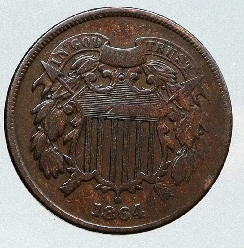1864 UNITED STATES 2 Cents 1st IN GOD WE TRUST