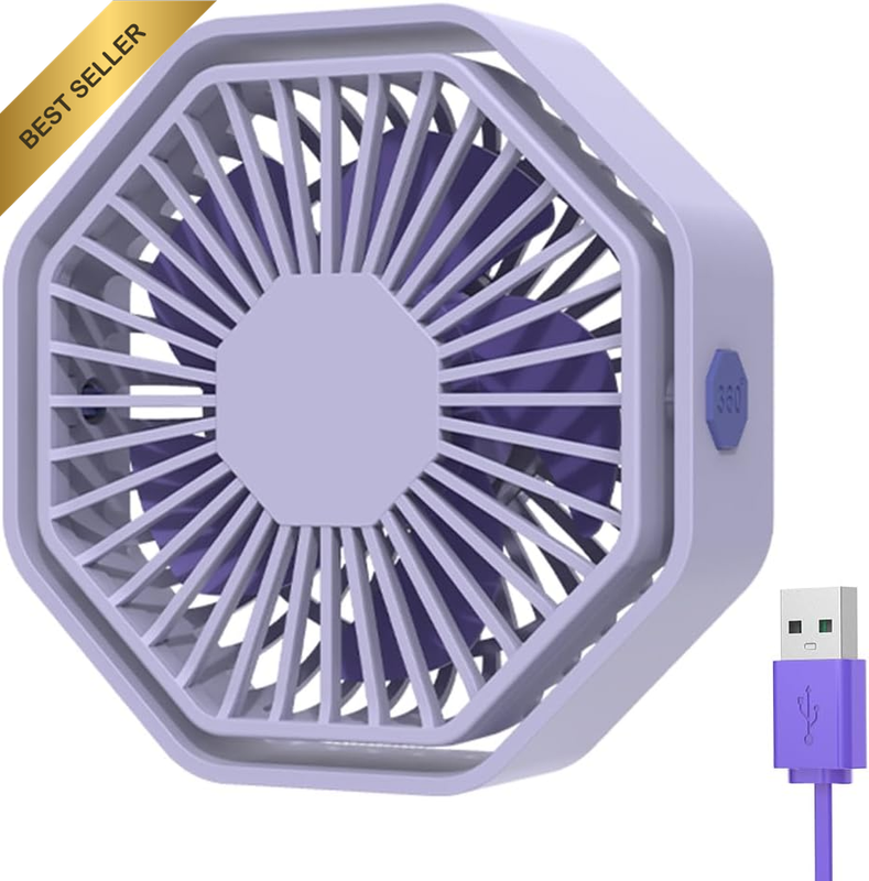 Mini USB Fan Desk Fan 3 Speeds 360°Rotation Portable Table Fan Quiet Operation f