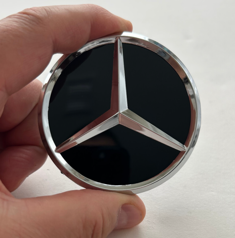 1x Black Wheel Center Cap for Mercedes-Benz Chrome Star Emblem