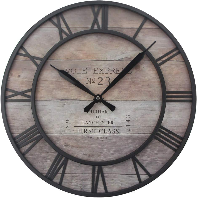 Large Roman Wall Clock, Rustic Vintage Metal Wall Clock Over