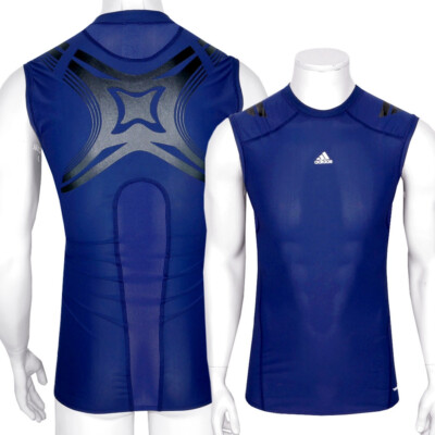 Adidas Techfit PowerWeb Herren Kompression Tank Top Muskel Shirt Unterhemd blau
