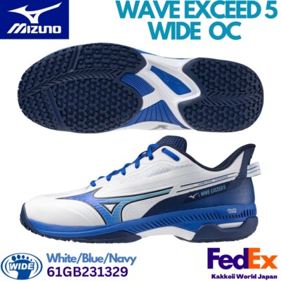 Mizuno Tennis Shoes WAVE EXCEED 5 WIDE OC 61GB2313 29 White/Blue/Navy 2024 NEW!