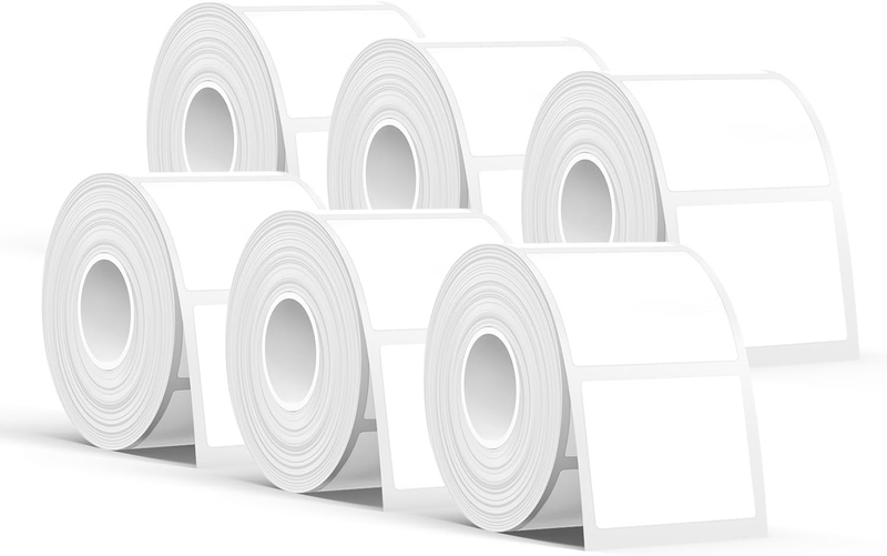 T50M Series Label Maker Tape, 40Mm × 30Mm, 6 Rolls, Black on White