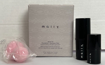 Mally Quick Fix Foundation + Concealer Stick Home & Away Set W/Applicator Medium