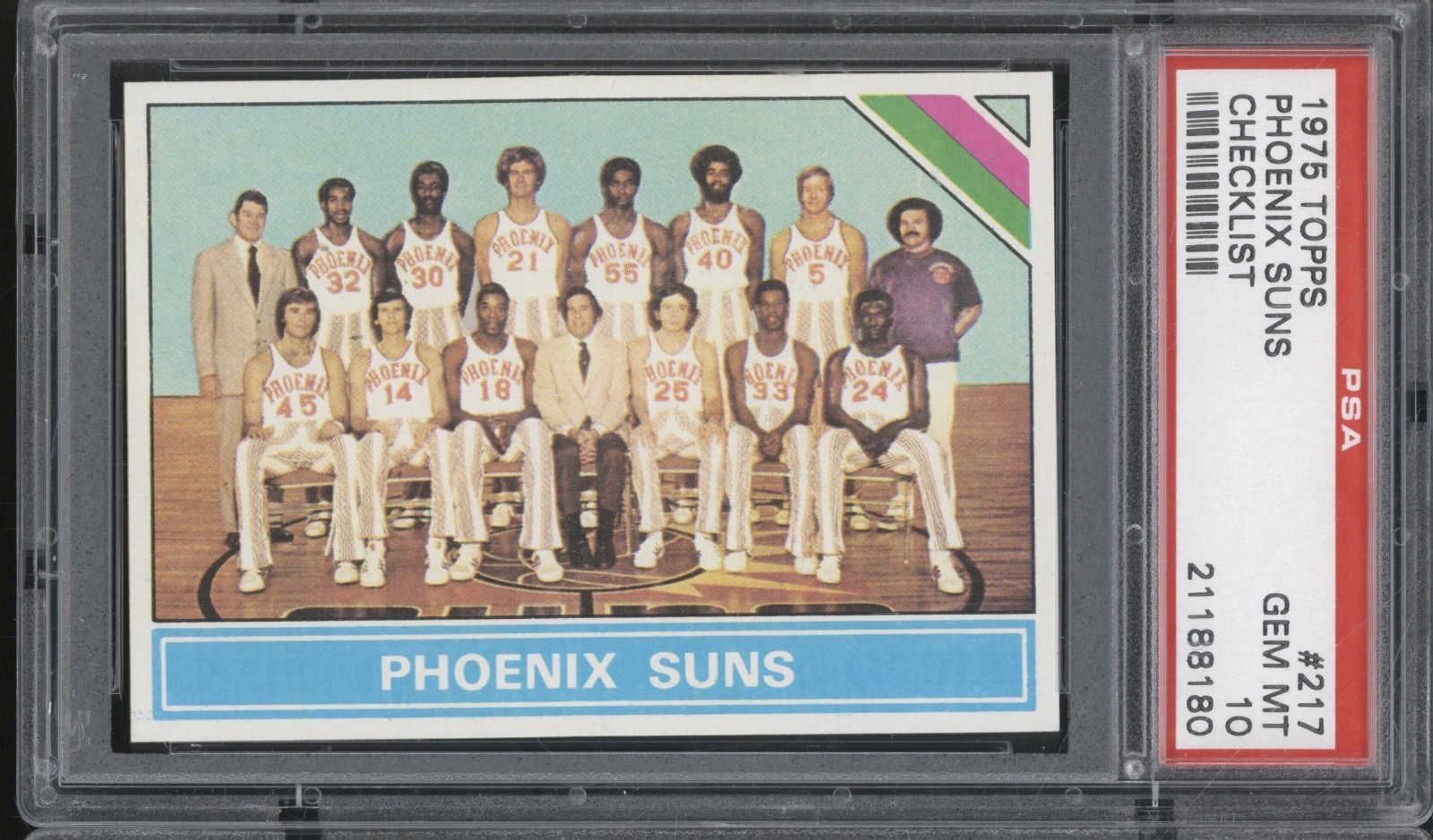 1975 Topps Basketball Checklist #217 Phoenix Suns Gem Mint PSA 10
