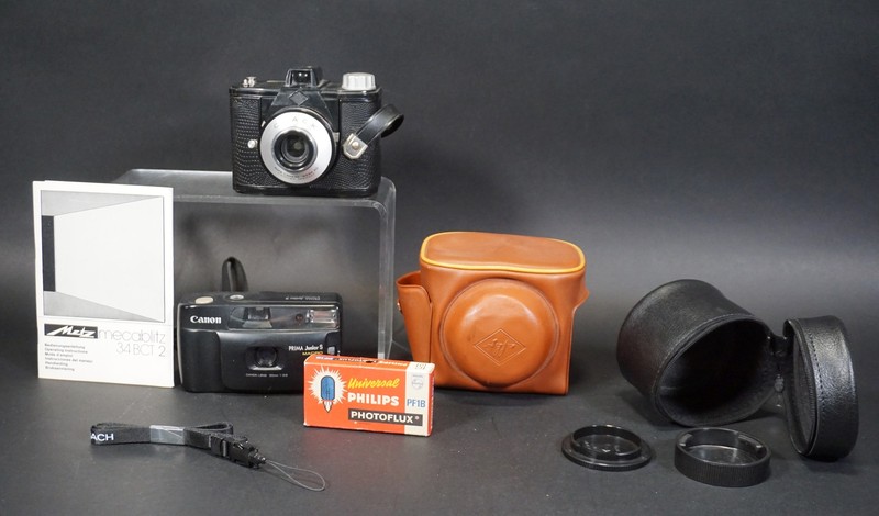 Vintage Konvolut Alte Agfa Canon Foto Kameras Und ZubehöR Photoflux Pf1b Lampe