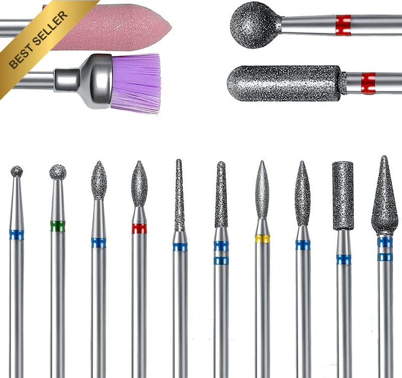 14Pcs Nail Drill Bits Set, Professional Rotary Burrs Diamond Cuticle Remover Bit