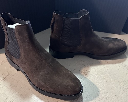 ERMENEGILDO ZEGNA $850 ERMENEGILDO ZEGNA SUEDE LIGHT WEIGHT BOOTS SHOES DK BROWN 12 US