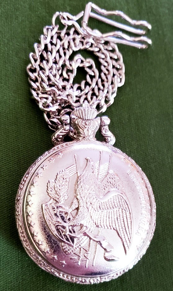 Souvenir American Historic Society Quartz Pocket Watch with Chain