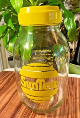 Sun Tea Ice Tea Recipe Vintage Carlton 3 Liter Glass Jar  Yellow Made in the USA