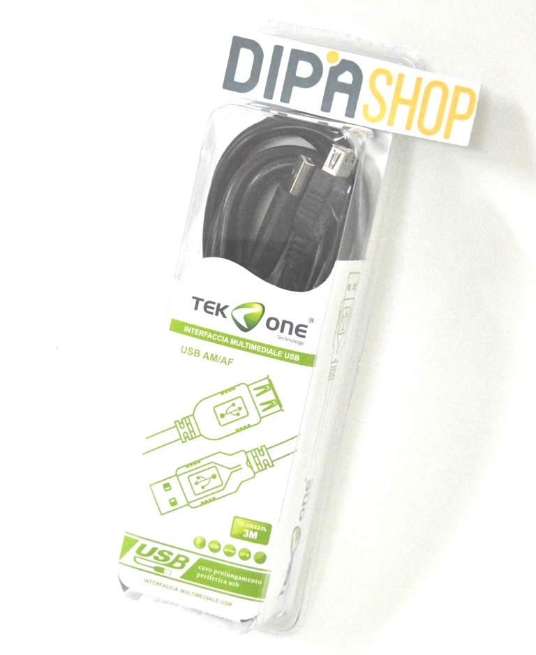 Cavo USB - USB TeKone TO-US222L Prolunga Maschio Femmina M/F Lunghezza 3m hsb
