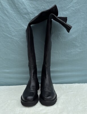 Stuart Weitzman 5050 Lift Boot Black Leather  11.5 B OTK S0387