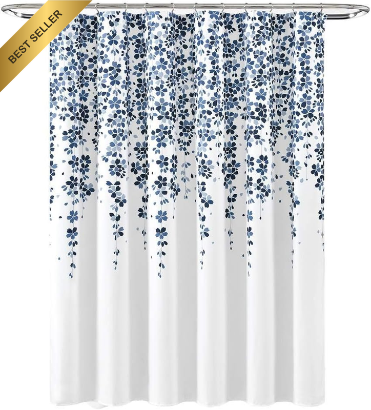 Weeping Flower Shower Curtain, 72" W X 72" L, Navy & Blue