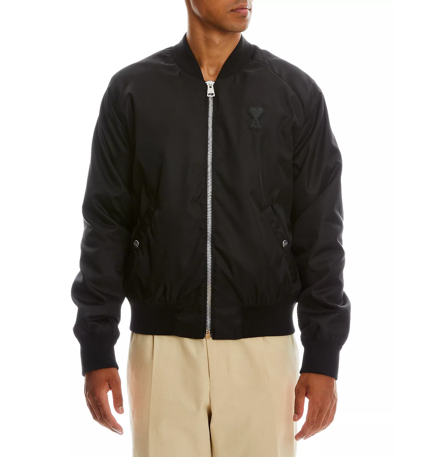 AMI Regular Fit Zipped Bomber Jacket Black Size L 200006 | eBay