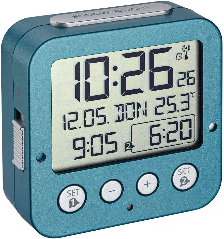 TFA Dostmann 60.2528 Bingo Radio-Controlled Alarm Clock (turquoise)