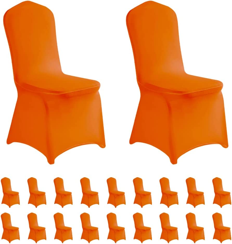 20Pcs Spandex Chair Cover Stretch Slipcovers for Wedding Party, Dining Banquet Chair Decoration Covers (Orange, 20)