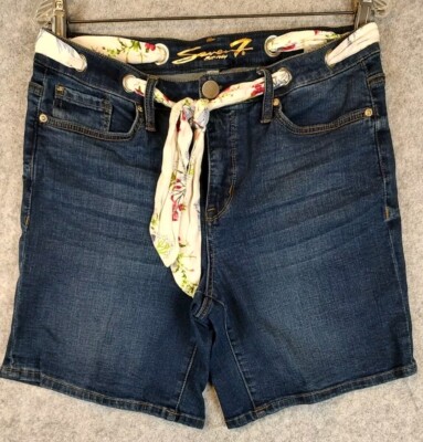 Seven 7 Weekend Denim Shorts Women Sz 12 Grummet Waist Boho Hippie Tie Belt NWT