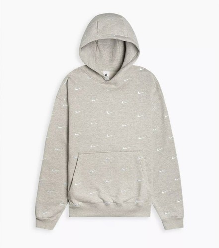 NIKE NIKELAB NRG EMBOSSED SWOOSH LOGO HOODIE GREY HEATHER NIKE NIKELAB NRG EMBOSSED SWOOSH LOGO HOODIE GREY HEATHER