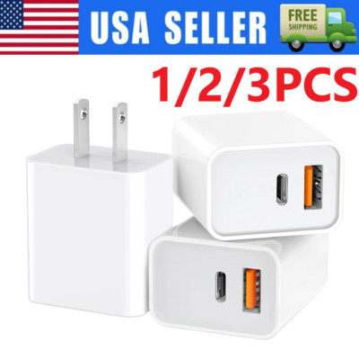 For iPhone 14 13 12 11 XR 8 20W Fast Charger Block USB Type C Wall Power Adapter