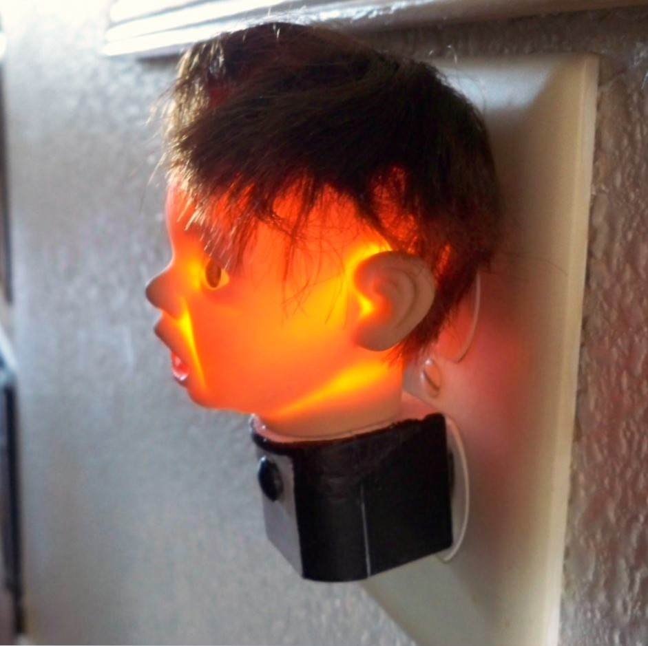 Creepy Doll Head Light Light LED Nightlight Scary Horror Halloween