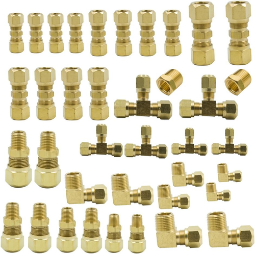 Legines 38 Pcs Brass D.O.T Air Brake Nylon Tubing Fitting Assortment Kits