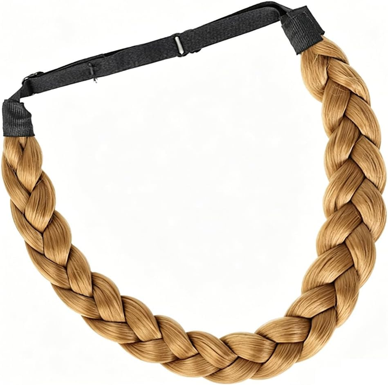 Synthetic Hair Braided Headband Classic Chunky Wide Plaited Braids Elastic Stret