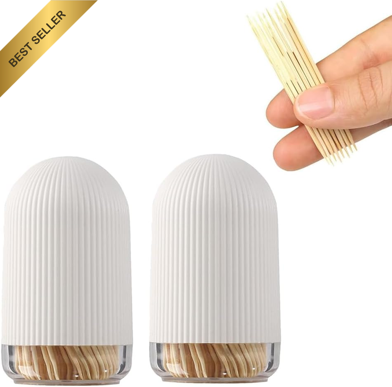 2 Pcs Simple Plastic Toothpick Holder, Wooden Pick Storage Box, Dental Floss Box