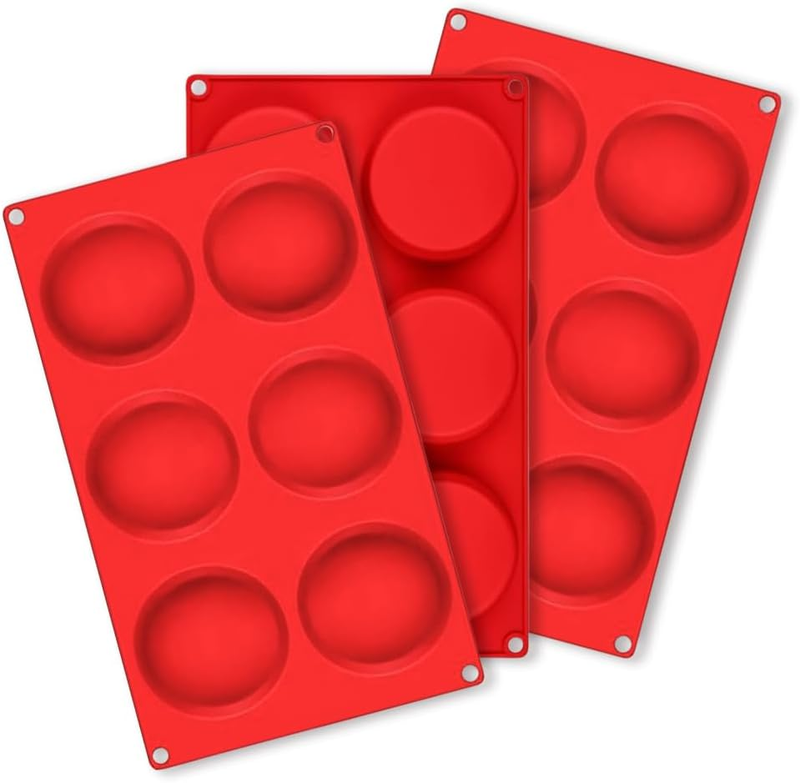 Silicone Molds for Baking, 3 Pcs 6-Cavity Large round Silicone Baking Mold, Non-