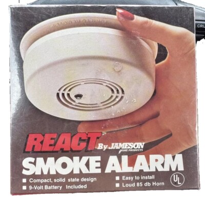 NOS! NIB! Vintage Brand New Sealed 1982 REACT SMOKE ALARM Model # RS-1