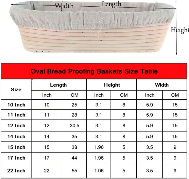 2 pack of 10 inch Sourdough Bread Bakery Basket,Oval Bread Banneton Proofing Bas