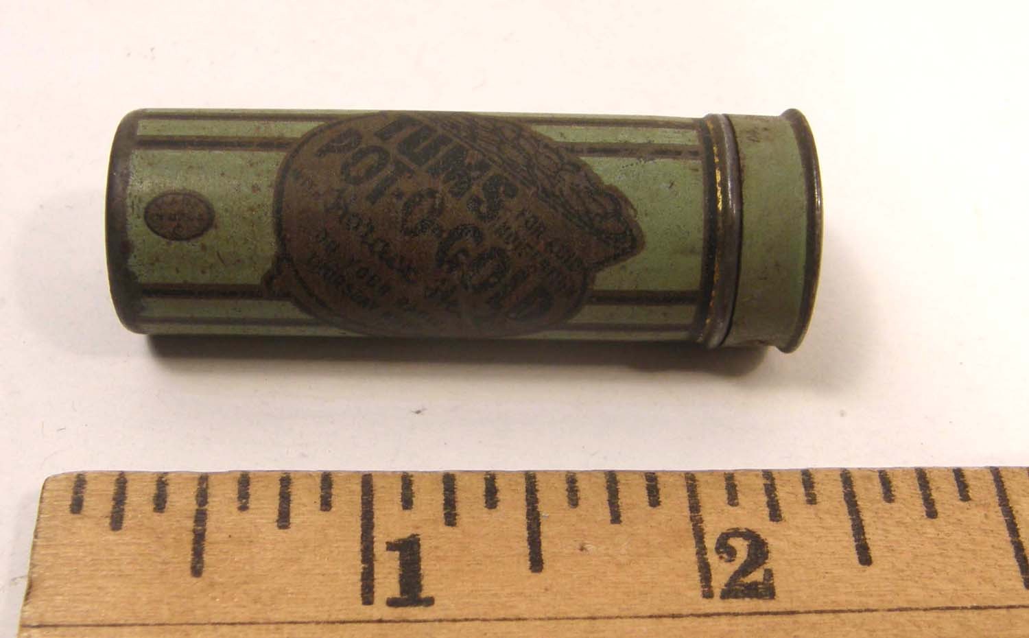 VINTAGE TUMS ANTACID POT-O-GOLD METAL POCKET SIZED CONTAINER CA 1930-1940