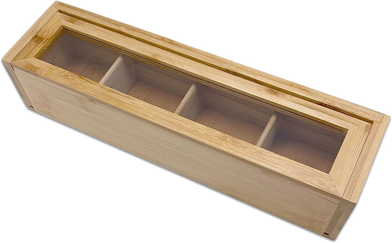 - Natural Bamboo Spice Packets & Condiments Storage Box Orga