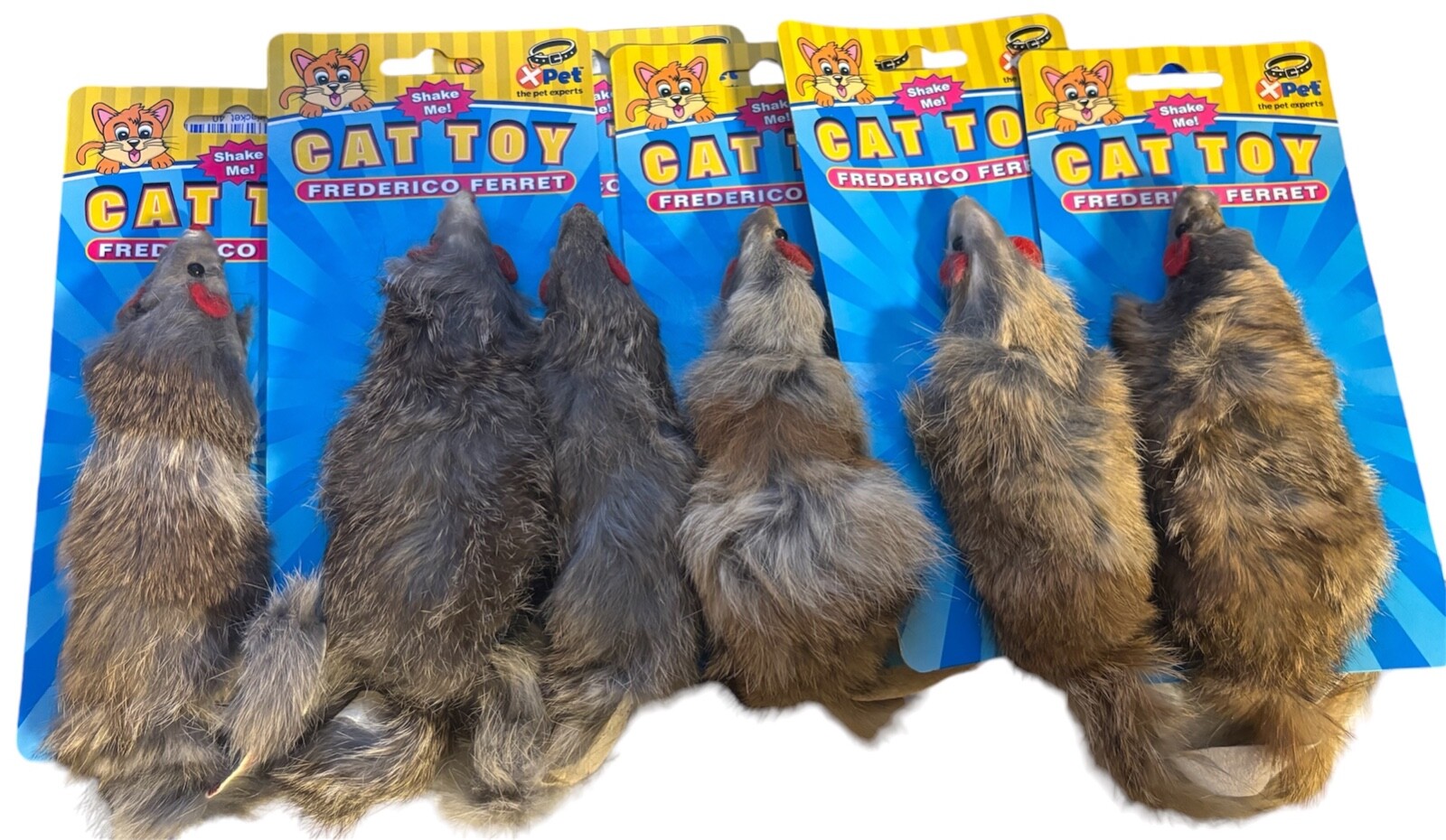 X's 6 Vo-Toys Real Fur Original Federico Ferret Jumbo Cat