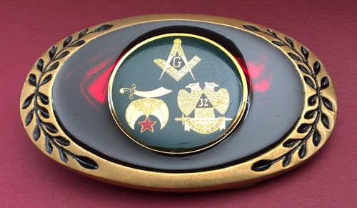 VTG BELT BUCKLE LOT- 2 Buckles, Mason, Shriner, Fraternal, 32nd Degree, Masonic