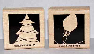 Christmas Tree & Light Bulb String Single Stamps Stampin Up Holiday Blocks