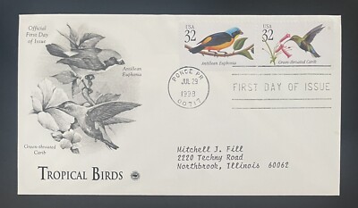 U.S-1998-TROPICAL BIRDS-GREEN THROATED CARIB-ANTILLEAN EUPHONIA-FDI-J2064