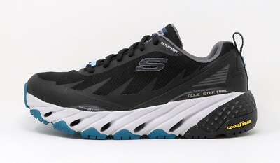 Skechers  Glide Step Trail Botanic Black Gray Nylon Men Shoes Sneakers