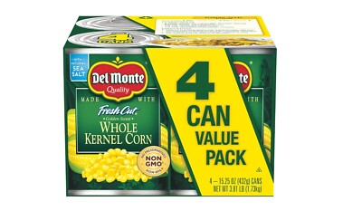 Del Monte Whole Kernel Canned Corn No Preservatives 15.25 oz (4 Cans)