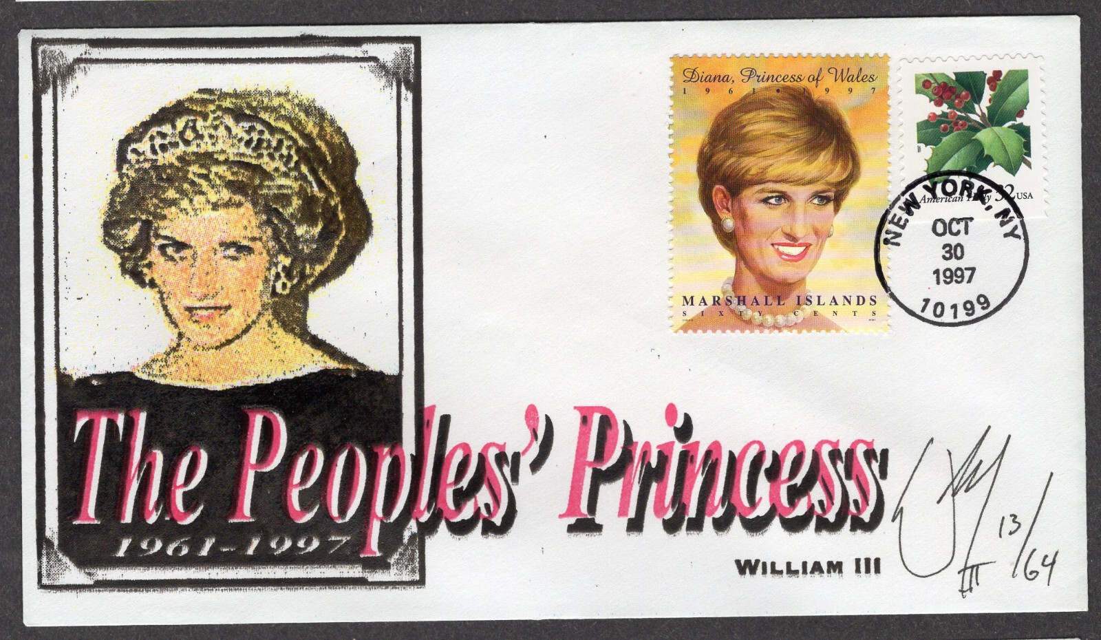1997 32c Holly Definitive LADY DIANA (3177) -- William III