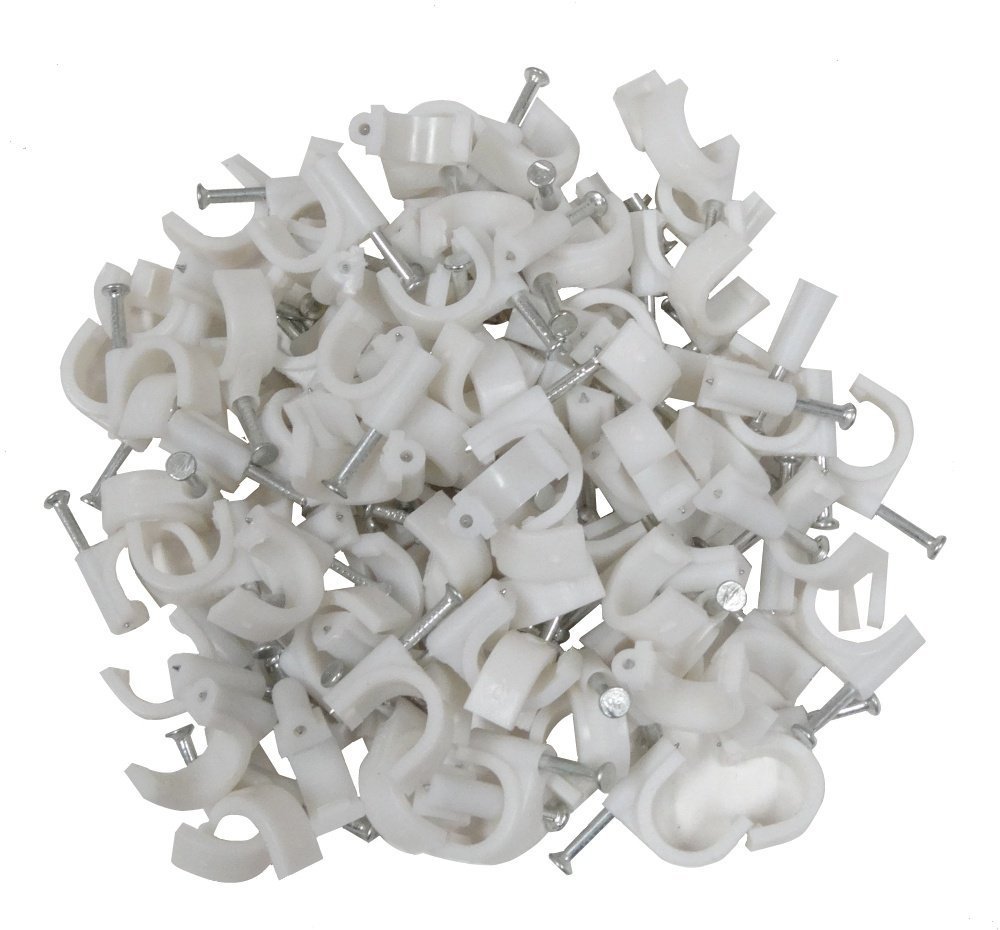 Set 60 Pezzi Chiodi Ferma Cavi Fermacavi Blocca Fili Fissaggio Parete 7mm dfh