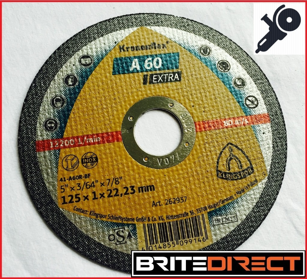 Box of 28 KLINGSPOR A60 Extra Cutting discs wheels 125 x 1 x 22.23 (5