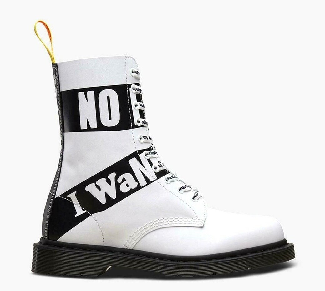 Pre-owned Dr. Martens 1490 Sex Pistols Backhand White 10-eye Boots 24785100