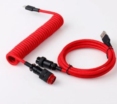 Mechanical Keyboard Aviator Cable Coiled Type-C USB Red