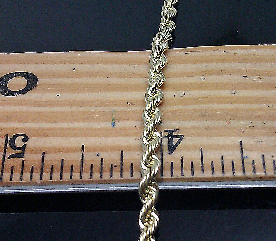 Pre-owned G&d 10k Rope Yellow Gold Thick Bracelet Men Women 3 Mm 9" Inches