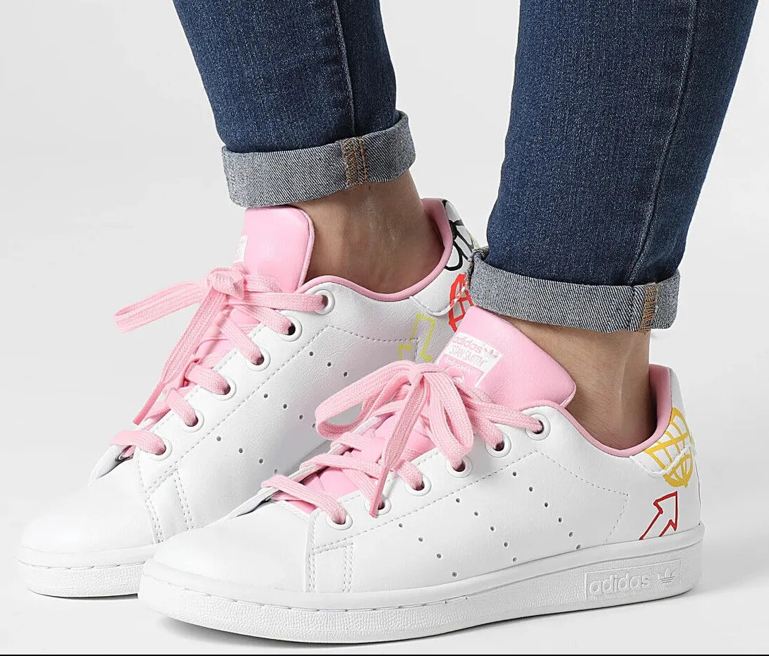 ADIDAS ORIGINAL STAN SMITH DOODLE WHITE PINK FX5680 WOMEN'S