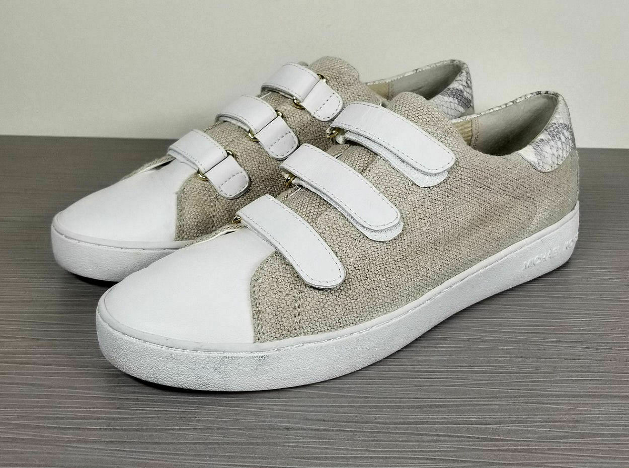 Michael Kors Craig Hook & Loop Strap Sneakers, Natural, Womens Size 9.5 M / 40.5